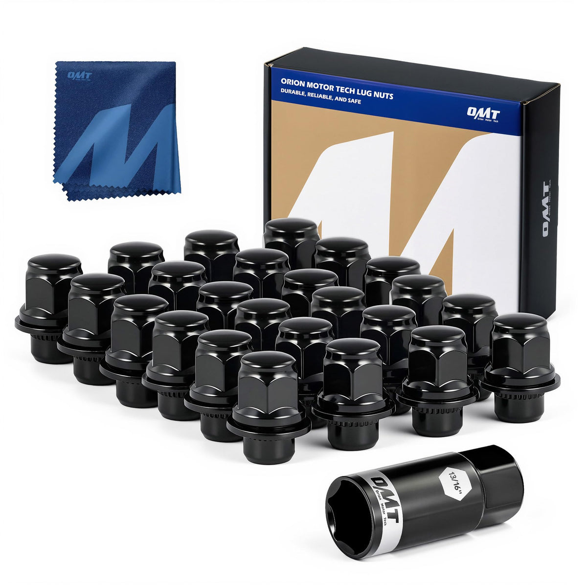 OMT M12x1.5 Lug Nuts with Mag Seat, 20pcs Lug Nuts Set with 1 Socket Key