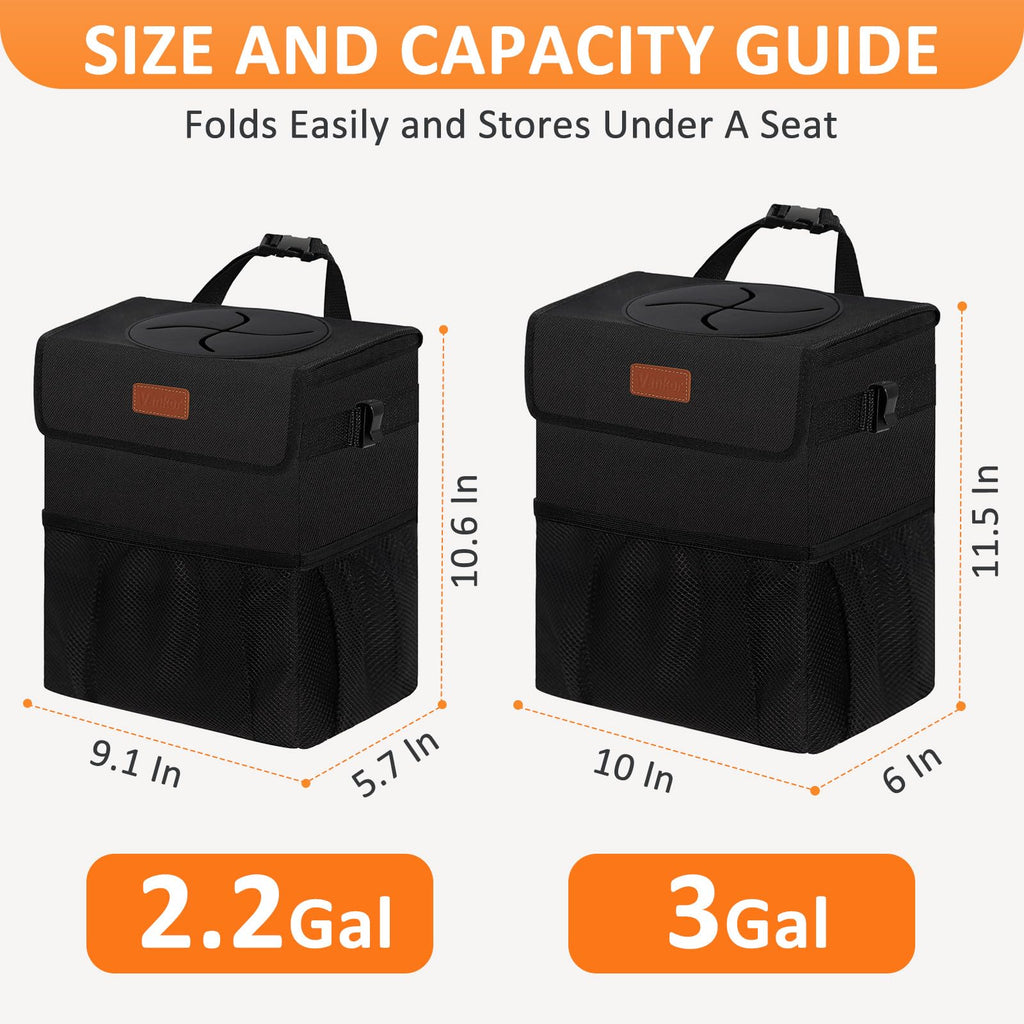 Vankor Car Trash Can with Lid Leak Proof Car Accessories for Women