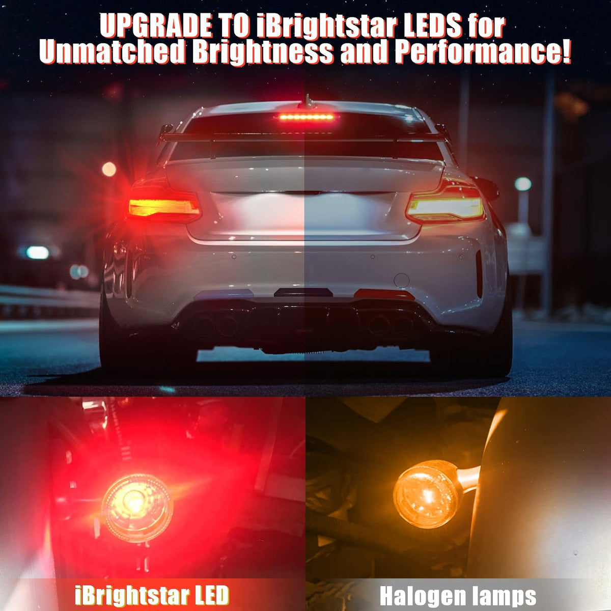 iBrightstar 3157 LED Bulb White, 4157 3156 LED Reverse Light Bulbs Super Bright for Tail Brake Lights Backup Lights Turn Signal Lights, 2 Pack