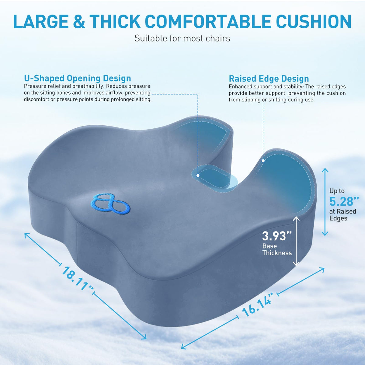 BlissTrends Memory Foam Seat Cushion for Office Chair & Car Seat, Black