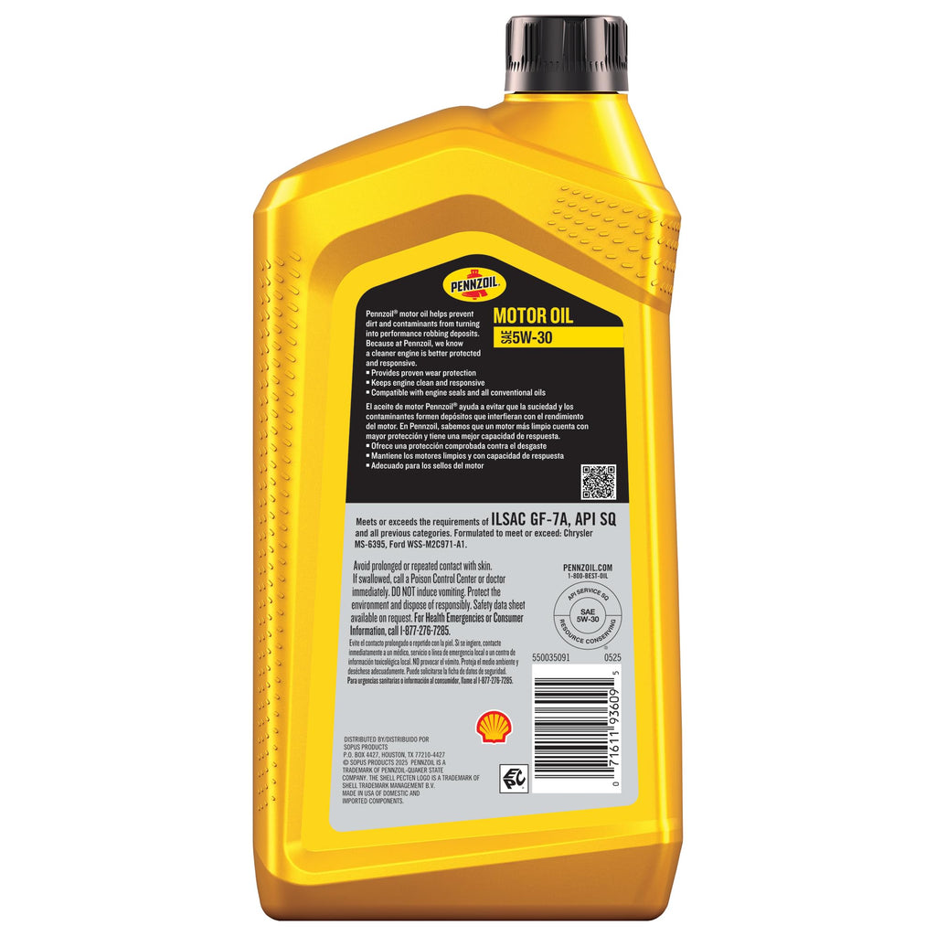 Pennzoil 10W-30 Motor Oil, 1 Quart