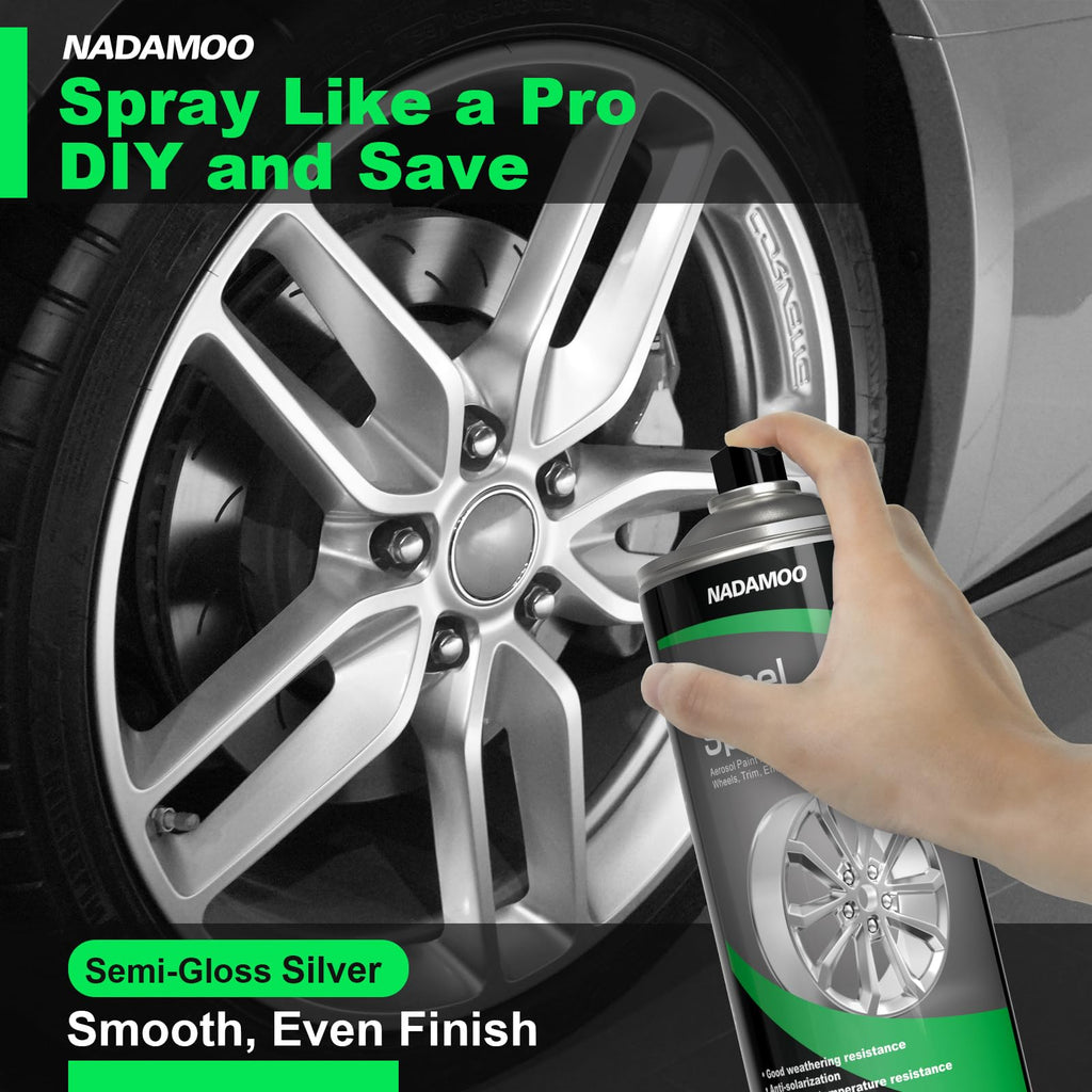 NADAMOO Black Spray Paint for Wheels, Semi-Gloss