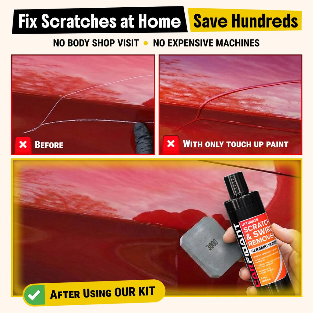Carfidant Scratch Repair and Swirl Remover - Car Paint Scratch Remover & Restorer Kit with Buffer Pad - Polishing & Waxing Kits - Compound for Vehicles Paint Repair - 8.4 fl. Oz.