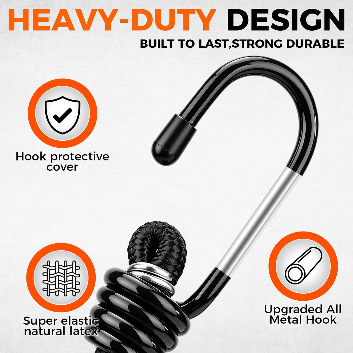 HORUSDY 31-Piece Premium Bungee Cords Assortment Jar, Includes 10”,18”,24”,32”,40” Bungee Cords, 6“ Zip Ties, 8”Canopy/Tarp Ball Ties and Crocodile Mouth Tarp Clips