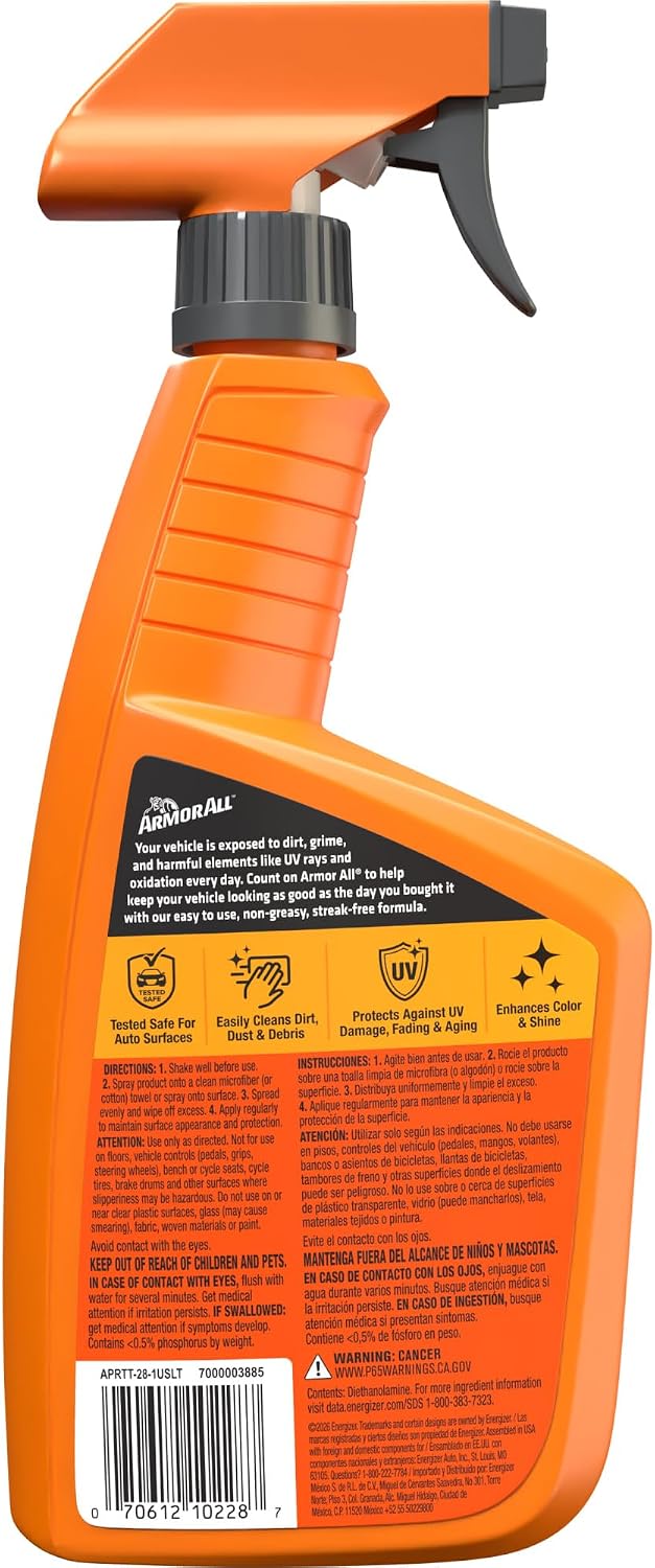 Armor All Streak-Free Original Protectant Spray, Car Interior Cleaner, 28oz