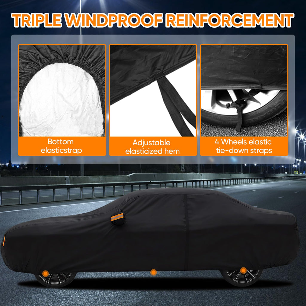 NEVERLAND Car Cover Waterproof All Weather for Sedan 183''L x 70''W x 59''H