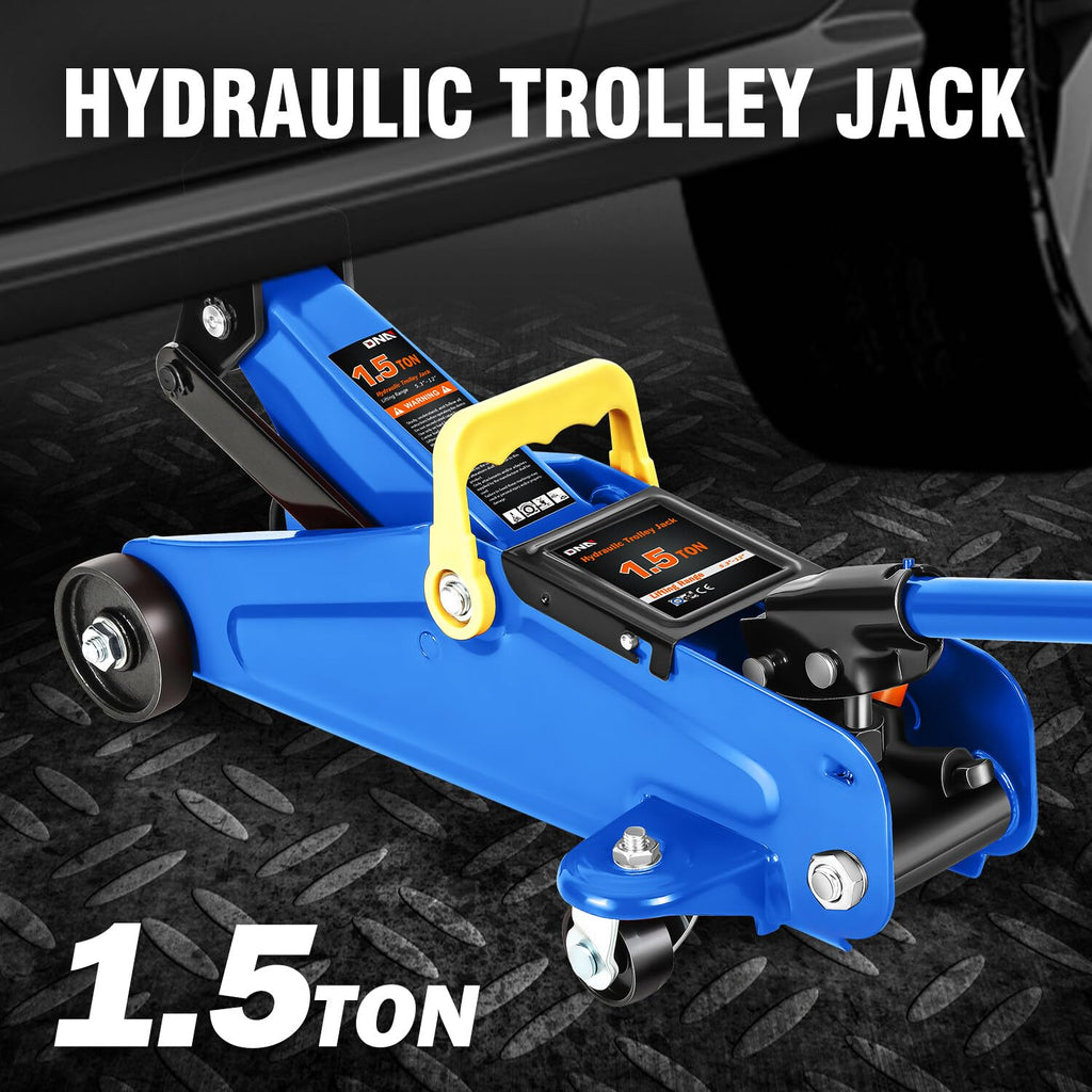 DNA Motoring TOOLS-00234 Low Profile Hydraulic Trolley Service/Floor Jack, 2 Ton (4000 lbs) Capacity, Lifting Range 5.1"-13", Black