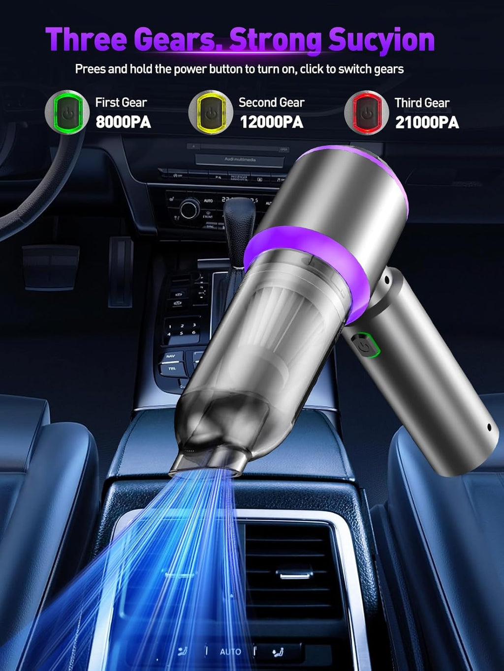 Vacuum/Air Duster Super Power Mini Car Vacuum Cleaner 4-in-1 air Blower Gun