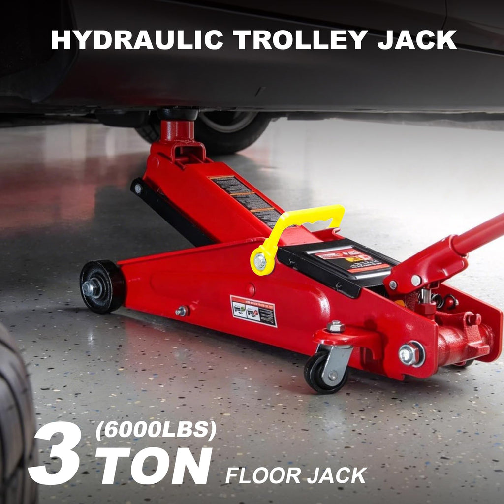 BIG RED T83006 Torin Hydraulic Trolley Service/Floor Jack with Extra Saddle (Fits: SUVs and Extended Height Trucks): 3 Ton (6,000 lb) Capacity, Red