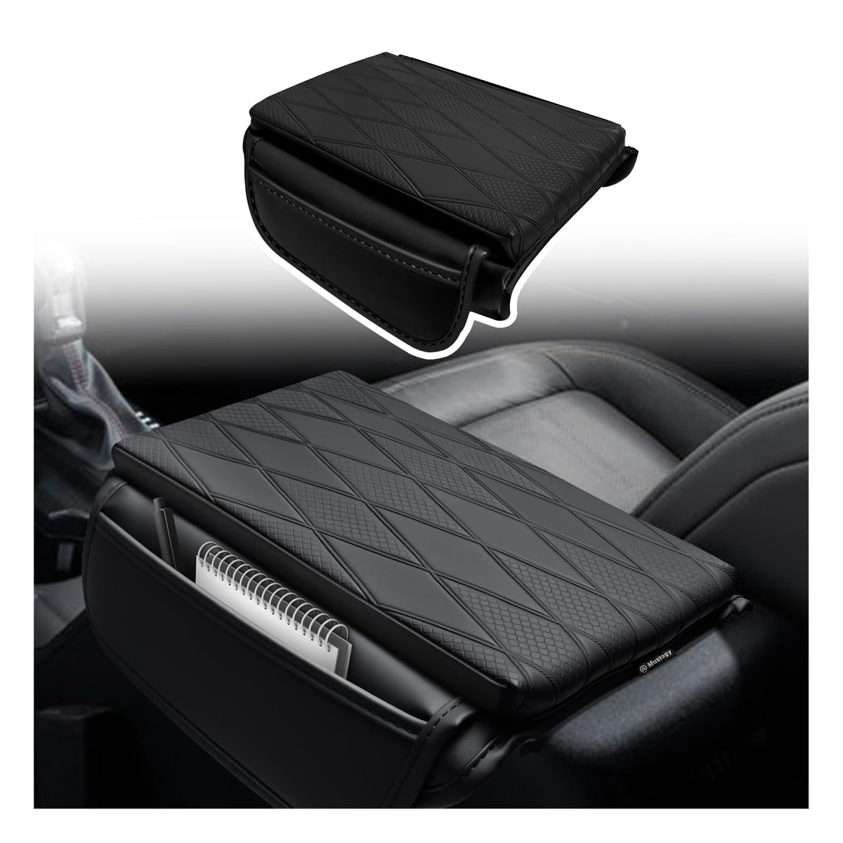 Muslogy Armrest Cover for Silverado/Sierra 2019-2026, Regular Thick, Bench