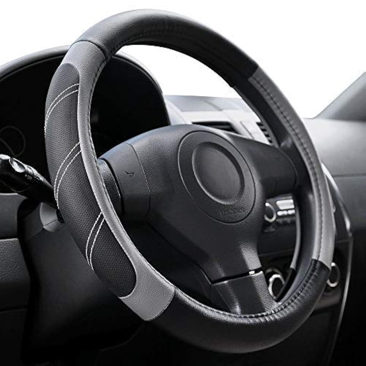 Elantrip Steering Wheel Cover for 14.5" to 15" Wheels, Soft Padded Grip with Anti-Slip Inner Lining, Breathable Comfort for Daily Driving, Easy Stretch Fit for Cars, SUVs and Trucks, Black/Gray