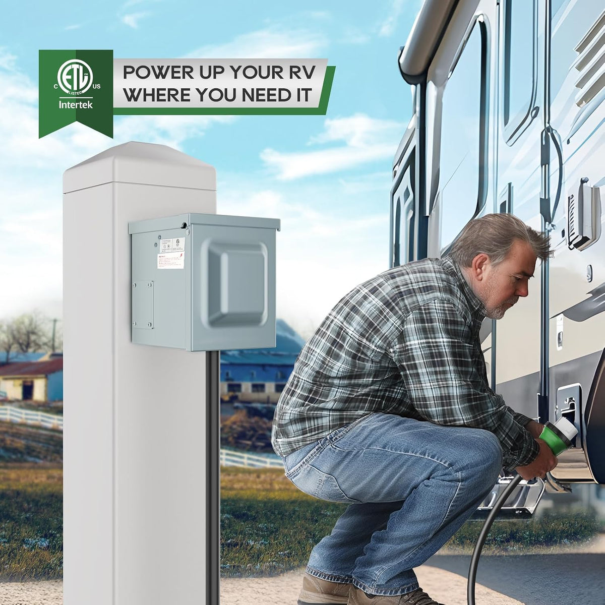 RVGUARD 50 Amp 125/250 Volt RV/EV Power Outlet Box, NEMA 14-50R Receptacle