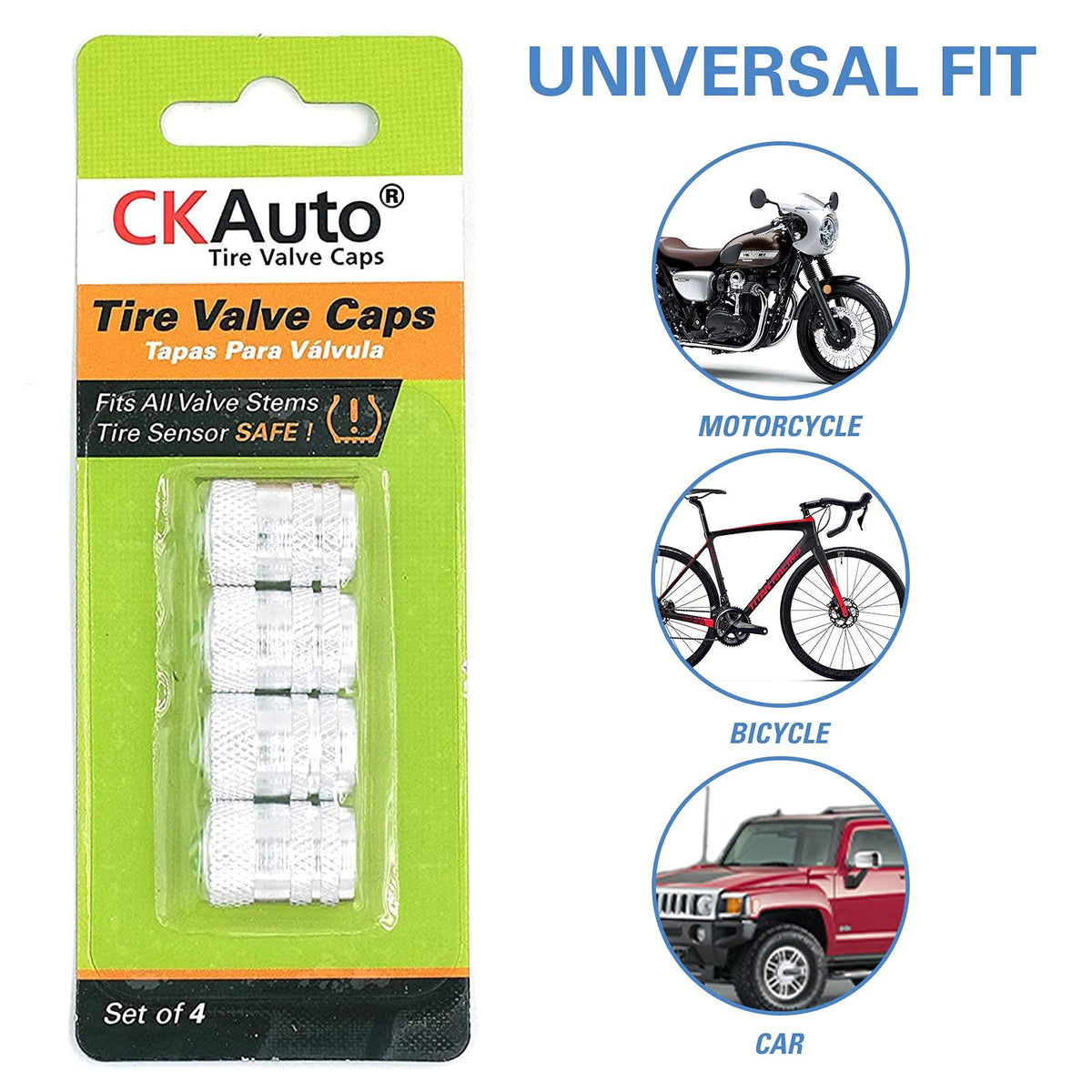 CKAuto Tire Valve Stem Caps, Aluminum Black, 4 pcs/Pack