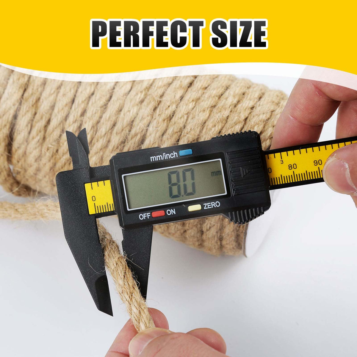 Natural Jute Twine, 8MM x 50FT Jute Rope Roll, Heavy Duty Thick Twine for Cat Scratching Post, Bundling, Gardening and DIY Crafts