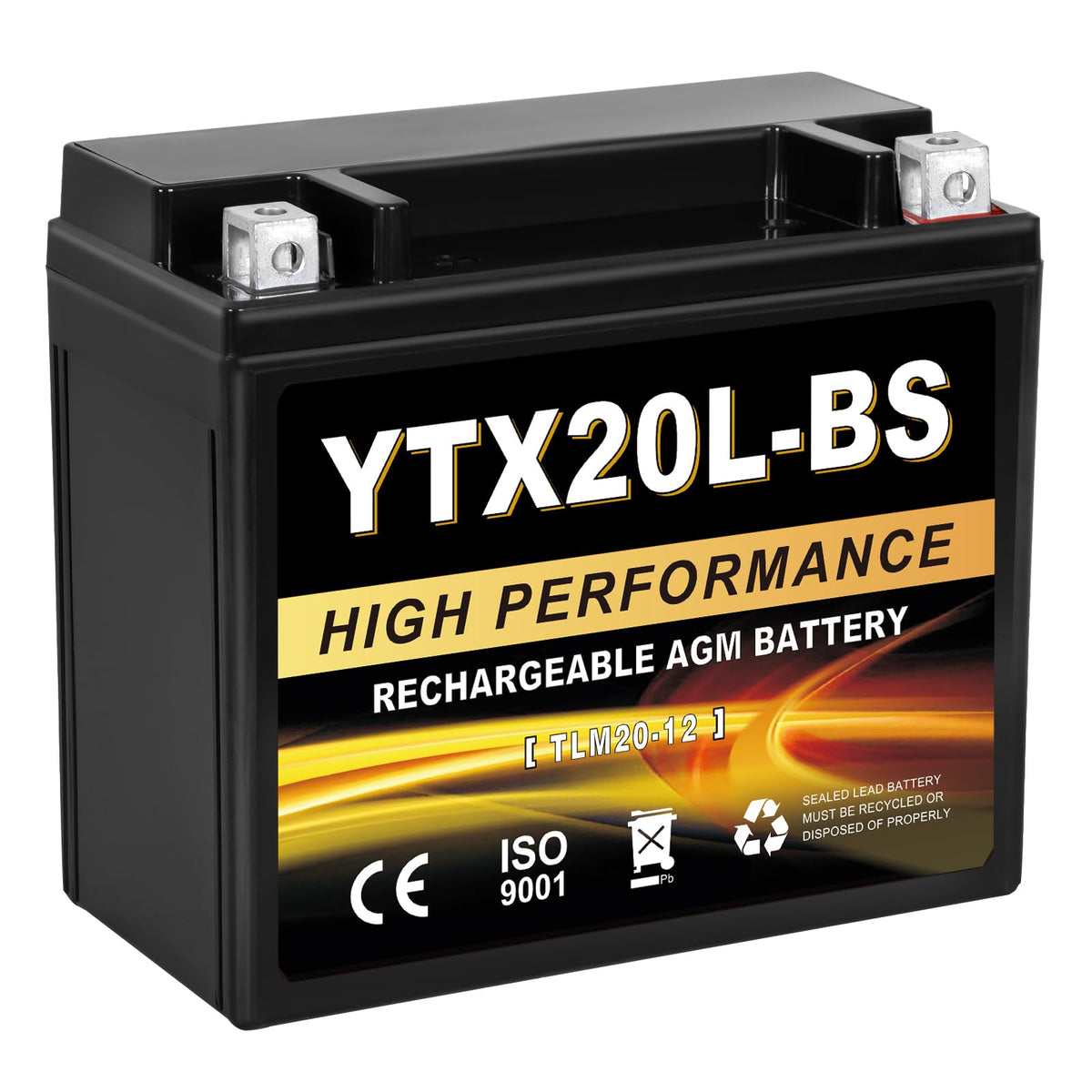 YTX14-BS 12V 14Ah AGM Sealed Motorcycle Battery, Maintenance-Free, Compatible with Honda, Yamaha, Kawasaki, Suzuki, and UTVs, Jet Skis, Snowmobiles