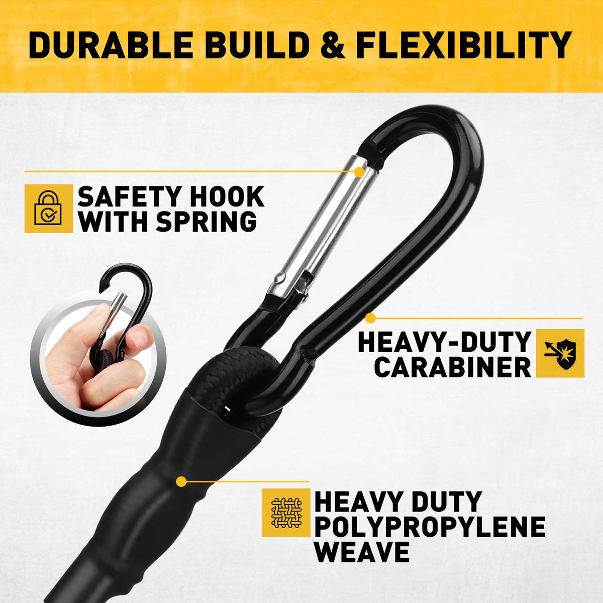 Bungee Cords Heavy Duty Outdoor: 20 Pcs Premium Rubber Bungee Cords with Hooks in a Storage Jar Includes 10", 18", 24", 30", 36", 48" Bungee Cord for Camping, Tent, Fastening Items