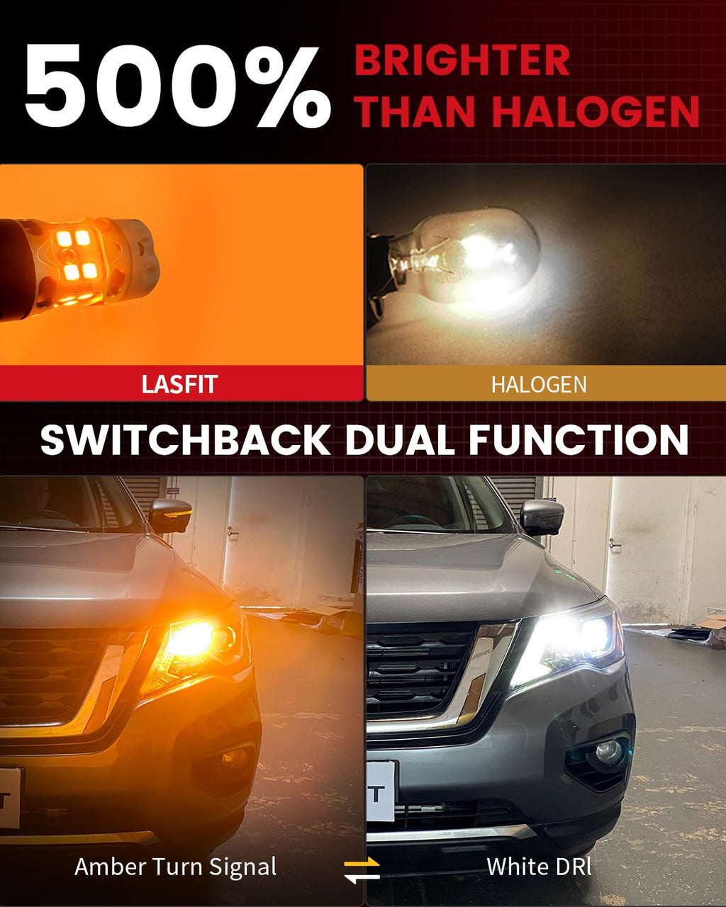 LASFIT 921 LED Bulb Reverse Lights, 912 T15 Back Up Light CANBUS Error Free W16W 906 Reversing Bulb 904 916 6000K Xenon White New Upgrade Design, Plug and Play (Pack of 2)