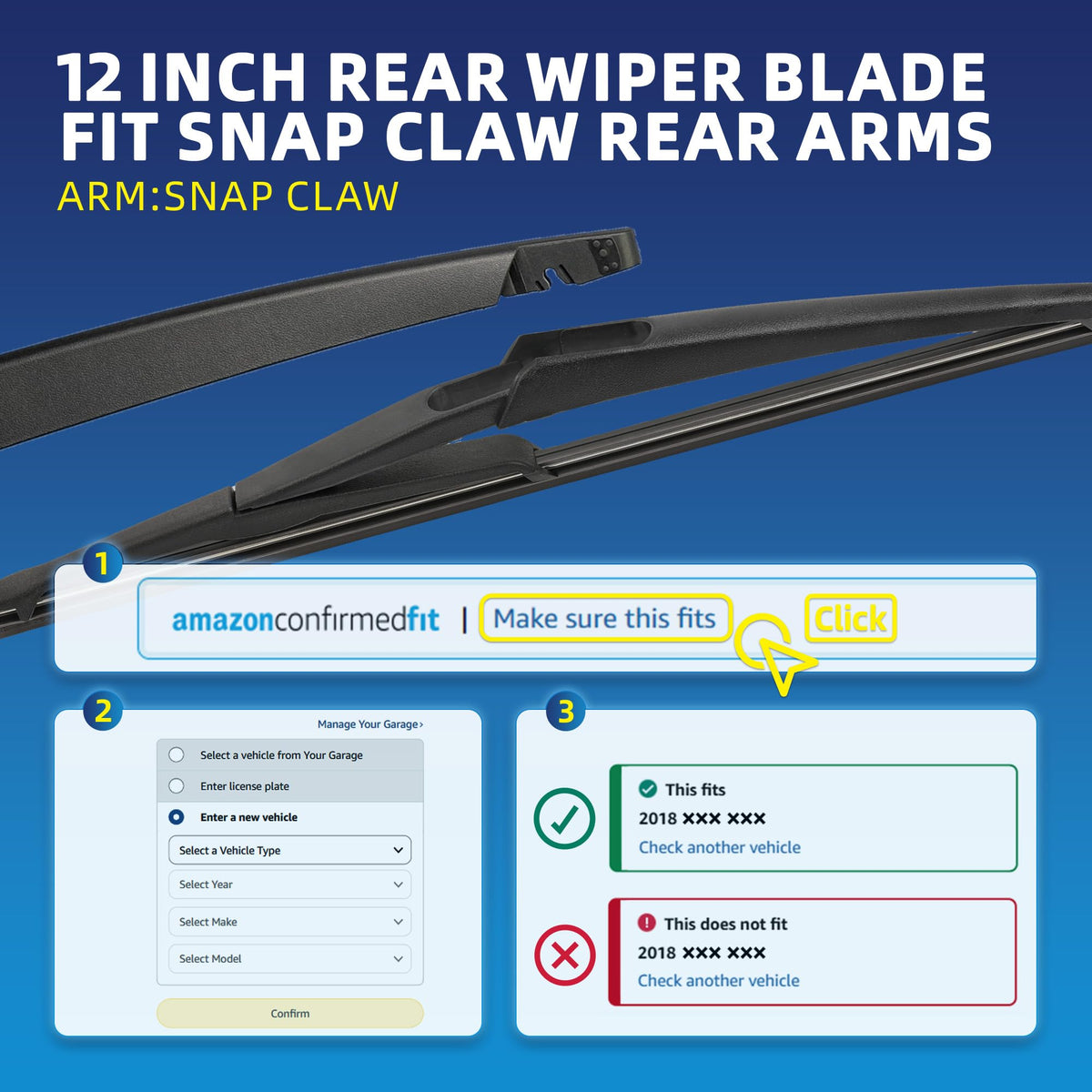 5 PLUS RearQuiet 12 Inch Rear Wiper Blade,OEM Replacement Rear Window Wiper