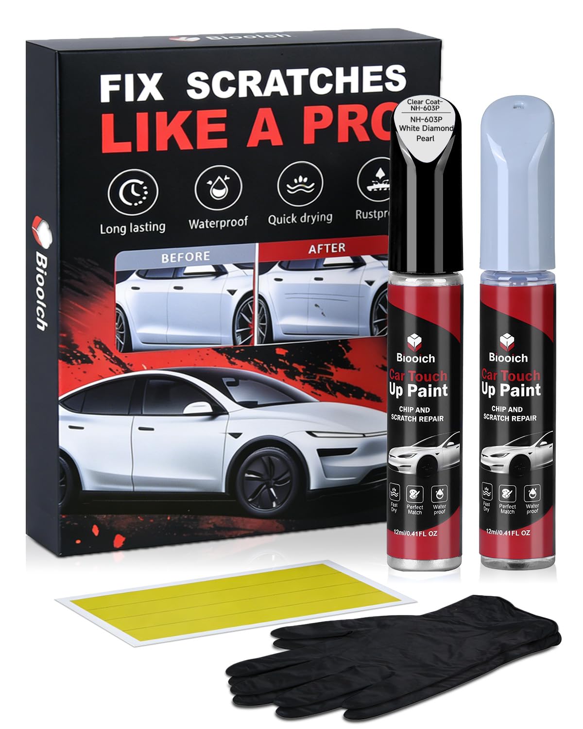 White Frost Tricoat G1W/WA140X for GMC Touch Up Paint Kit[2K Clear Coat Included],Exact Color Match Touch Up Paint for Chip and Scratch