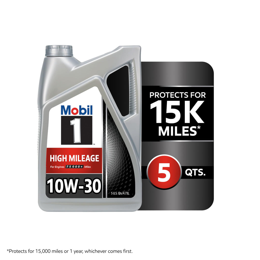 Mobil 1 High Mileage Full Synthetic Motor Oil 0W-20, 5 Quart