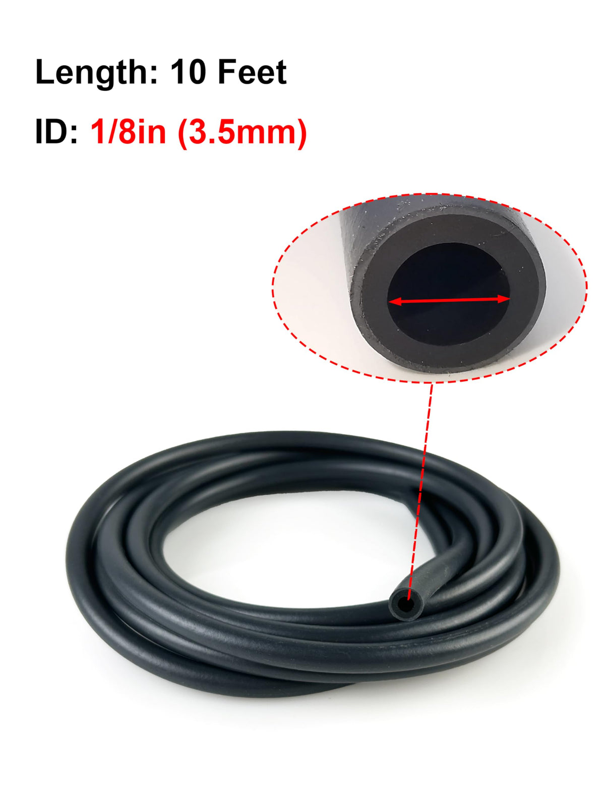 YAMAKATO 10 Feet 1/4 Inch ID Fuel Line Hose 0.25in w/ 20 Clamp