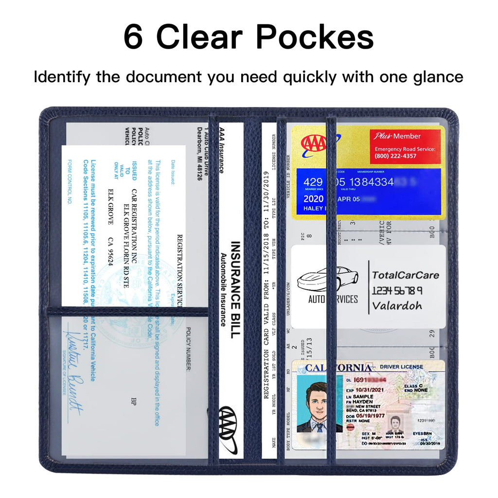 Valardoh Premium Car Registration and Insurance Card Holder, Car Document Holder for Cards, Driver License & other Essential Documents (Pink)