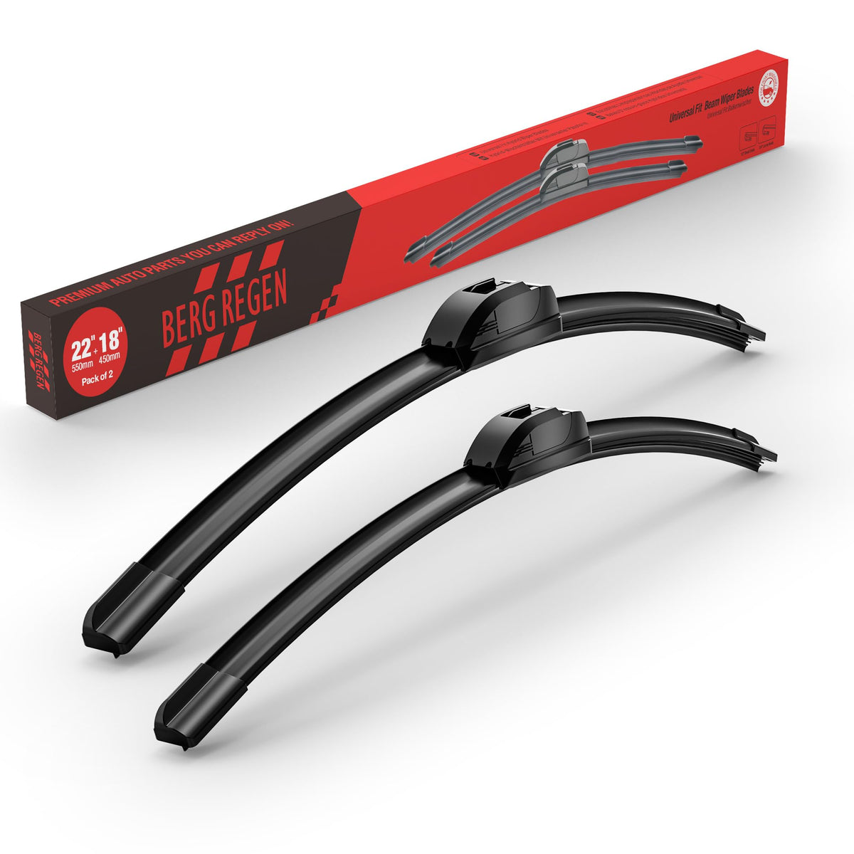 BERG REGEN 22"+22" Windshield Wiper Blades,22 Wiper Blades 2 pack Replacement for Ford F Series 2012-2023 Expedition 2008-2022,Chevy Silverado GMC Sierra Series 2019-2024–Genuine OEM Quality(Set of 2)