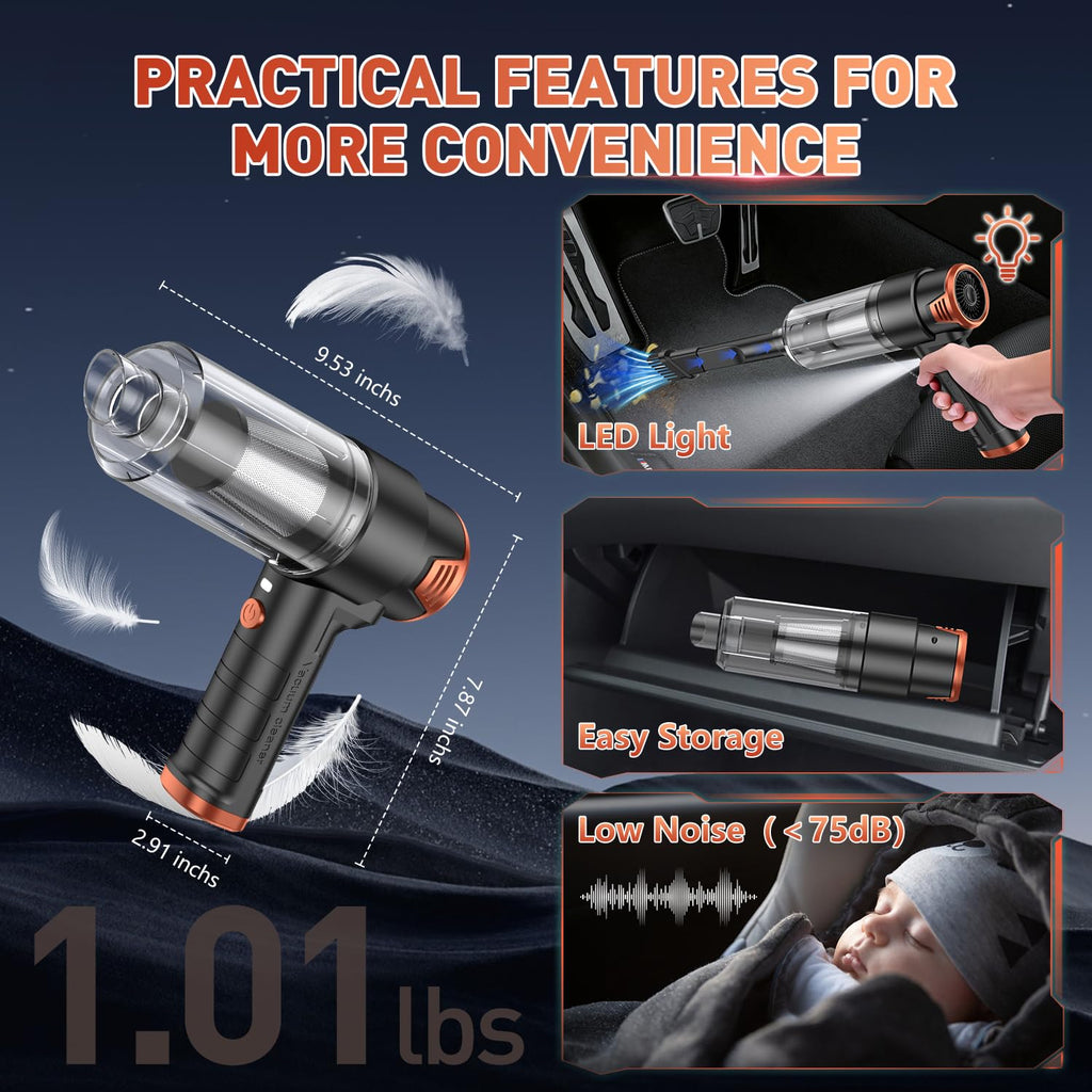 KMM Handheld Car Vacuum Cleaner, Hand Held Vacuum Cleaner and Air Duster