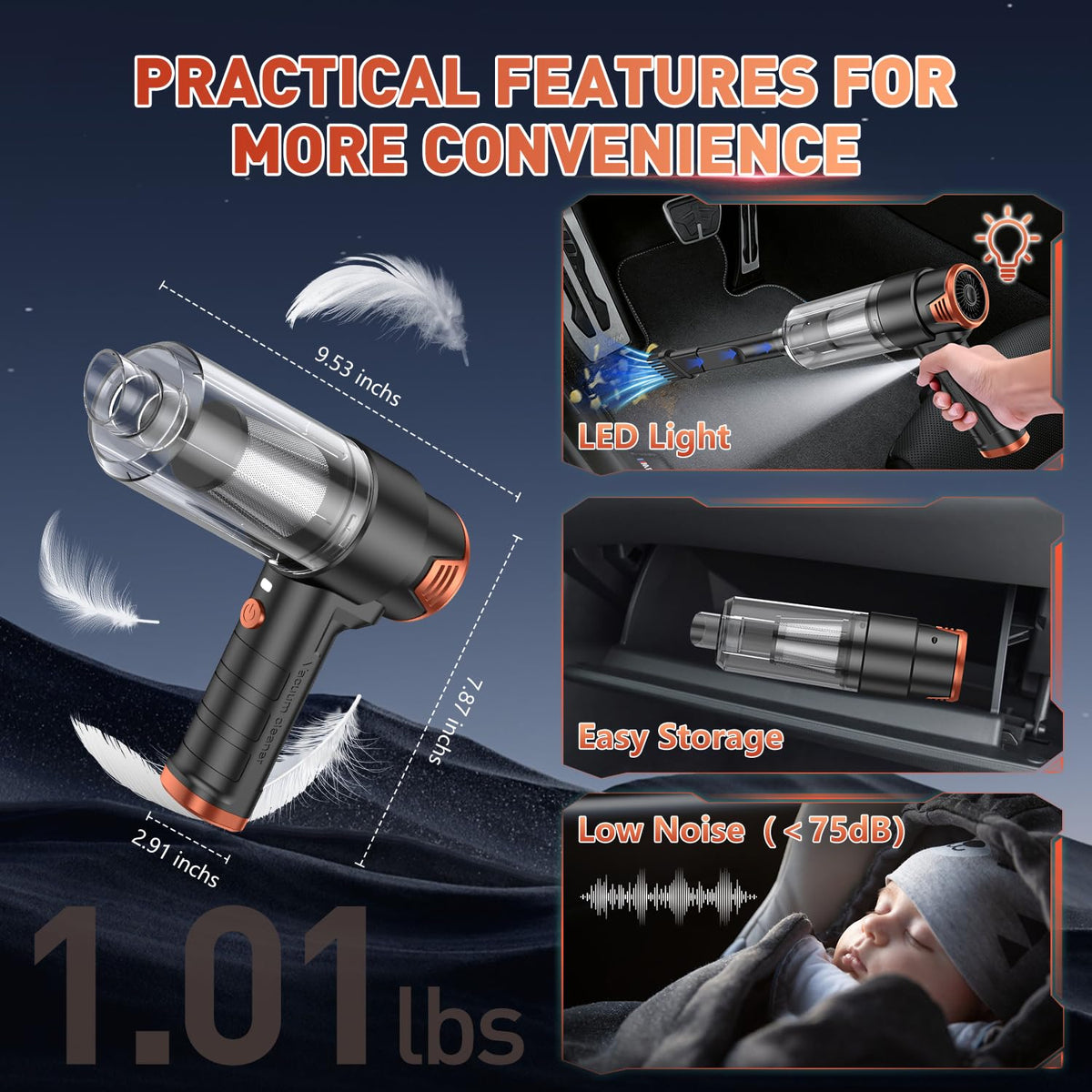 KMM Handheld Car Vacuum Cleaner, Hand Held Vacuum Cleaner and Air Duster