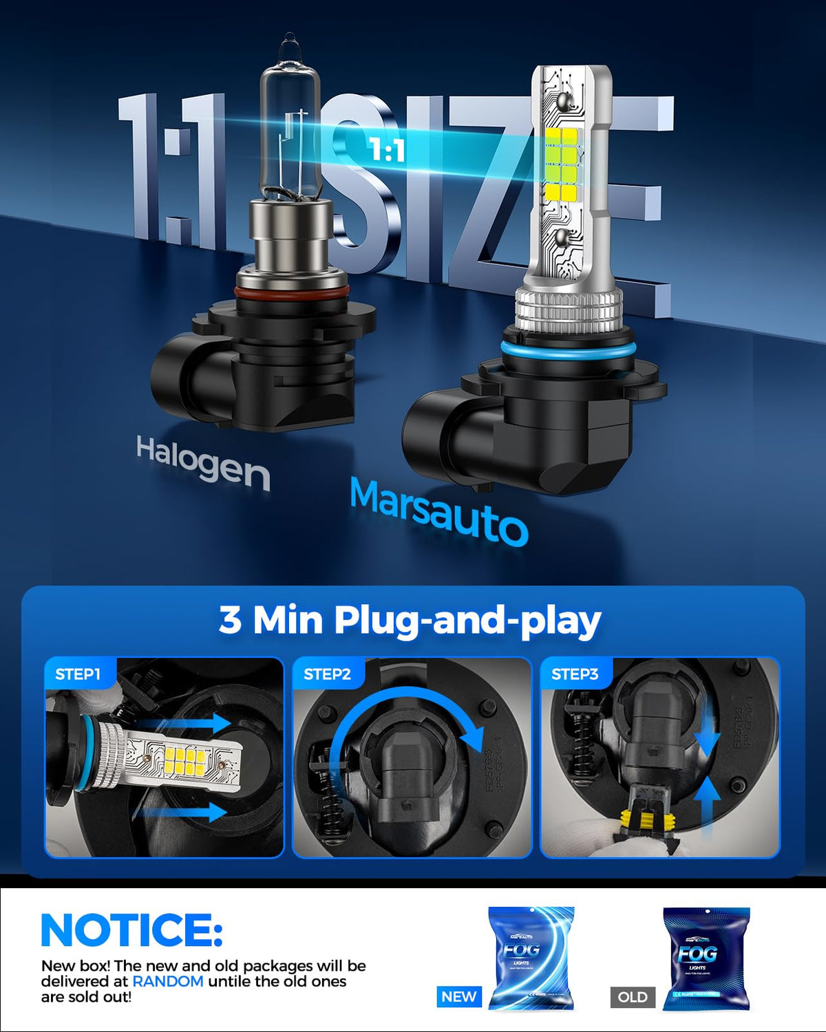 Marsauto D3S HID Bulbs, 66340 42403 42302 (42403C1) for HID Xenon, 6000K Cold White 35W Light Bulb, Plug and Play, Pack of 2
