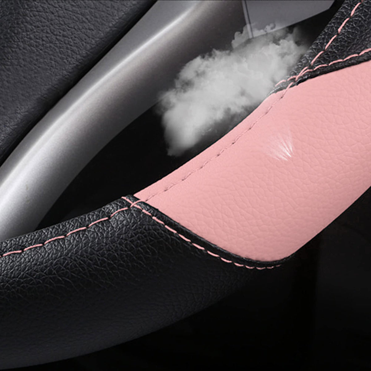Leather Car Steering Wheel Cover, Universal Fit for Most Cars, Beige