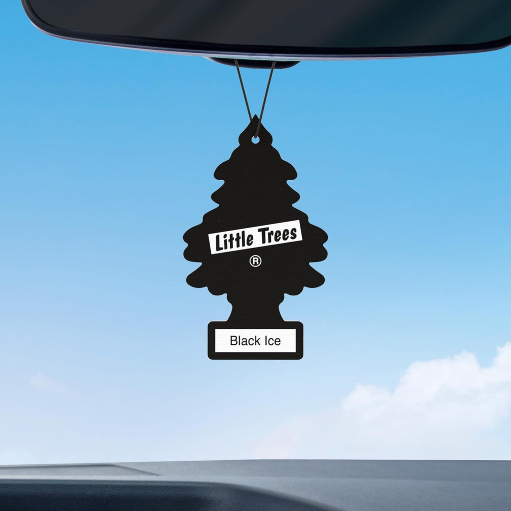 LITTLE TREES Car Air Freshener, 4 Count (Pack of 6), Black Ice