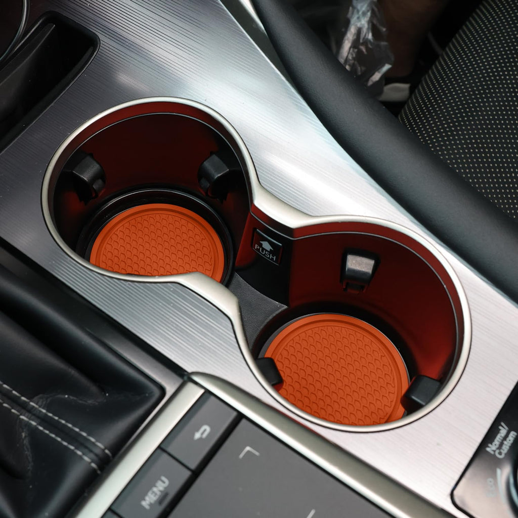 SINGARO Car Cup Coaster, 4PCS Universal Non-Slip Cup Holders Embedded in Ornaments Coaster, Car Interior Accessories, Black