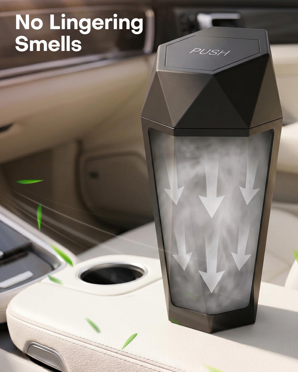 HOTOR Car Trash Can with Lid, Leakproof, Black, 2 Pack