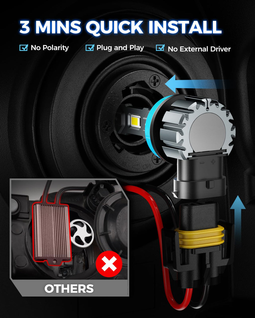 Marsauto D3S HID Bulbs, 6000K Cold White, Xenon D3S HID Bulb, 3500 Hours Longevity, Waterproof Design, 5 Minutes Installation, Pack of 2