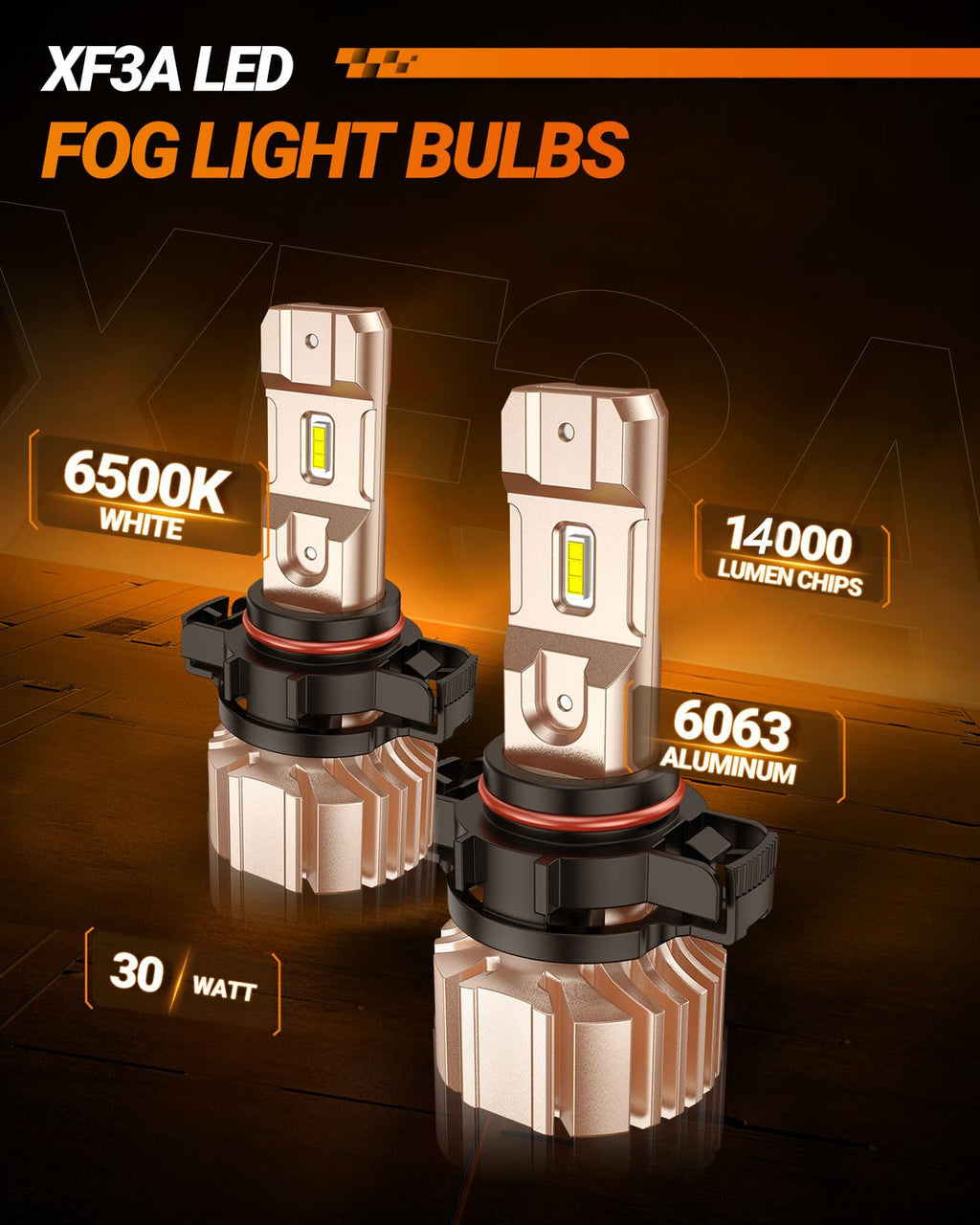 SEALIGHT H11/H9/H8 Light Bulb, 1000% Brighter than Origin, 6500K Output Canbus Ready, IP68 Waterproof, 80000Hrs Lifespan, 1：1 Size Installation, Pack of 2