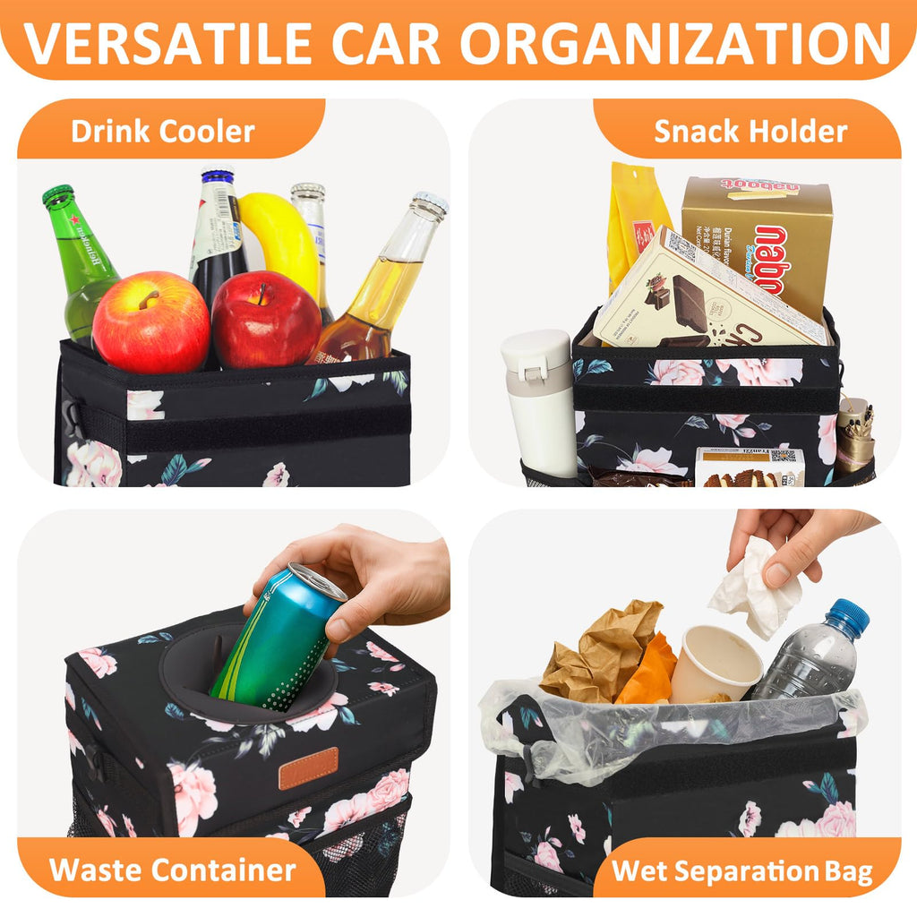 Vankor Car Trash Can with Lid Leak Proof Car Accessories for Women