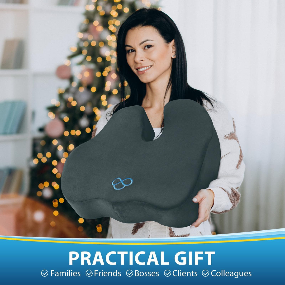 BlissTrends Memory Foam Seat Cushion for Office Chair & Car Seat, Black
