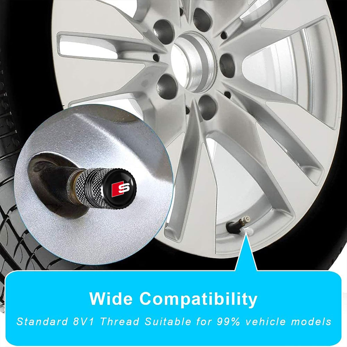 Tire Valve Stem Cap Cover for BMW M Accessories Belt O-Ring Seal Corrosion Resistant Tire Valve Stem Air Cap 4 Pack Black