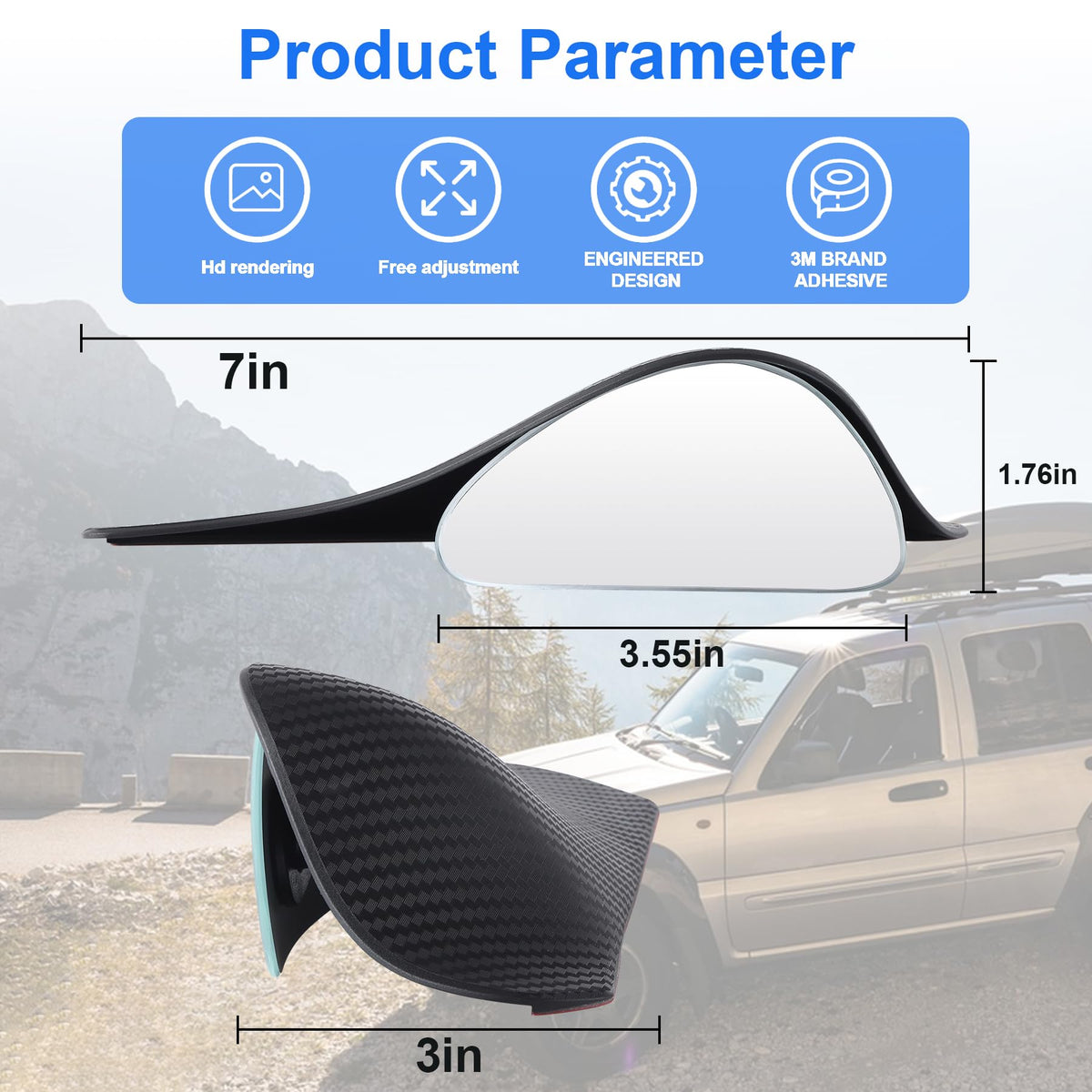 LivTee Blind Spot Car Mirror, HD Glass Frameless Convex Side Mirror Blindspot, Wide Angle Rear View Mirrors for SUVs, Trucks and RVs - Car Accessories