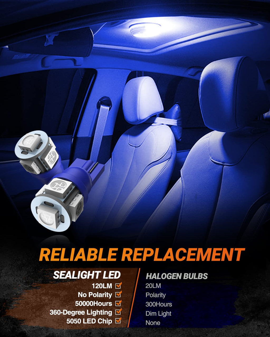 SEALIGHT 2026 Latest 921 LED Bulb, 700% Super Bright 912 T15 Led Reverse Light, Canbus Error Free 906 904 916 W16W LED Bulbs, 6500K White, Non-polarity, Automotive Back Up Light Assemblies, 2PCS