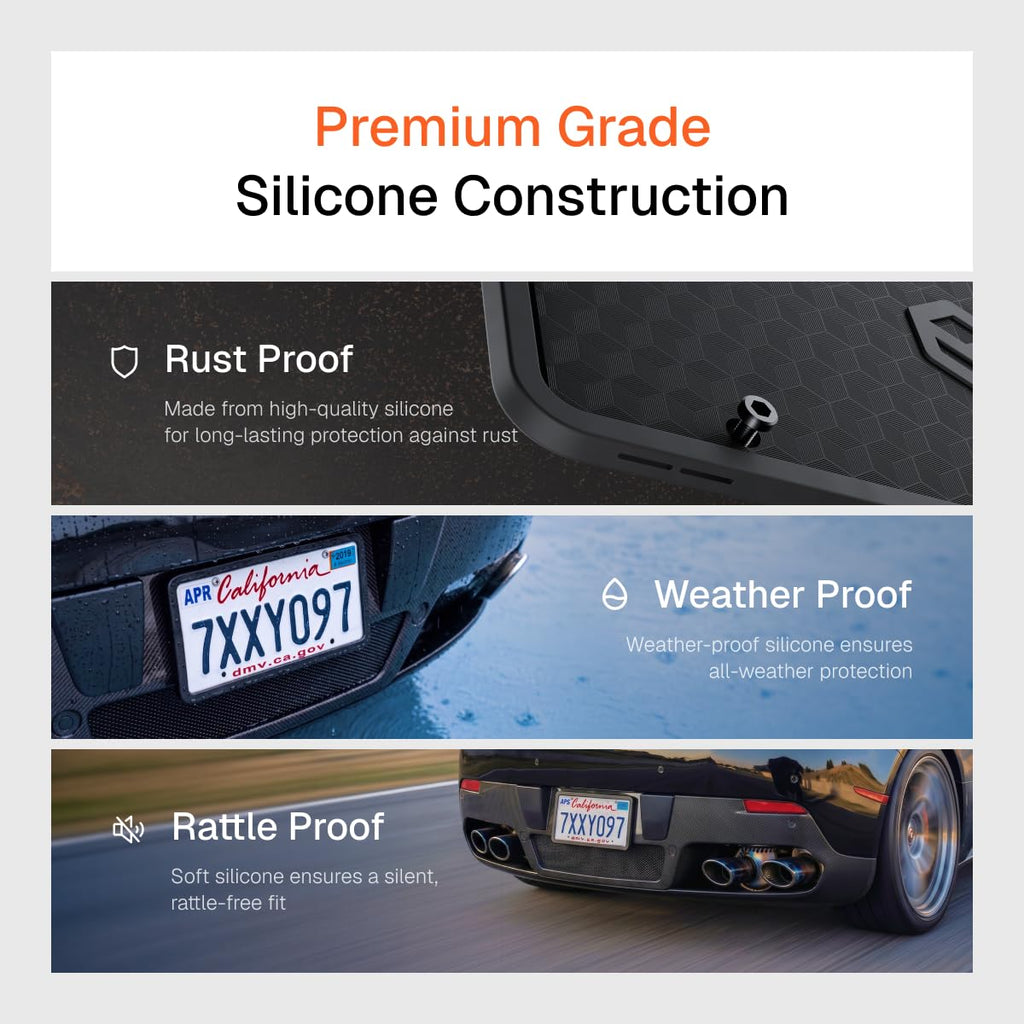 Rightcar Solutions Silicone License Plate Frame, Black (1 Pack)