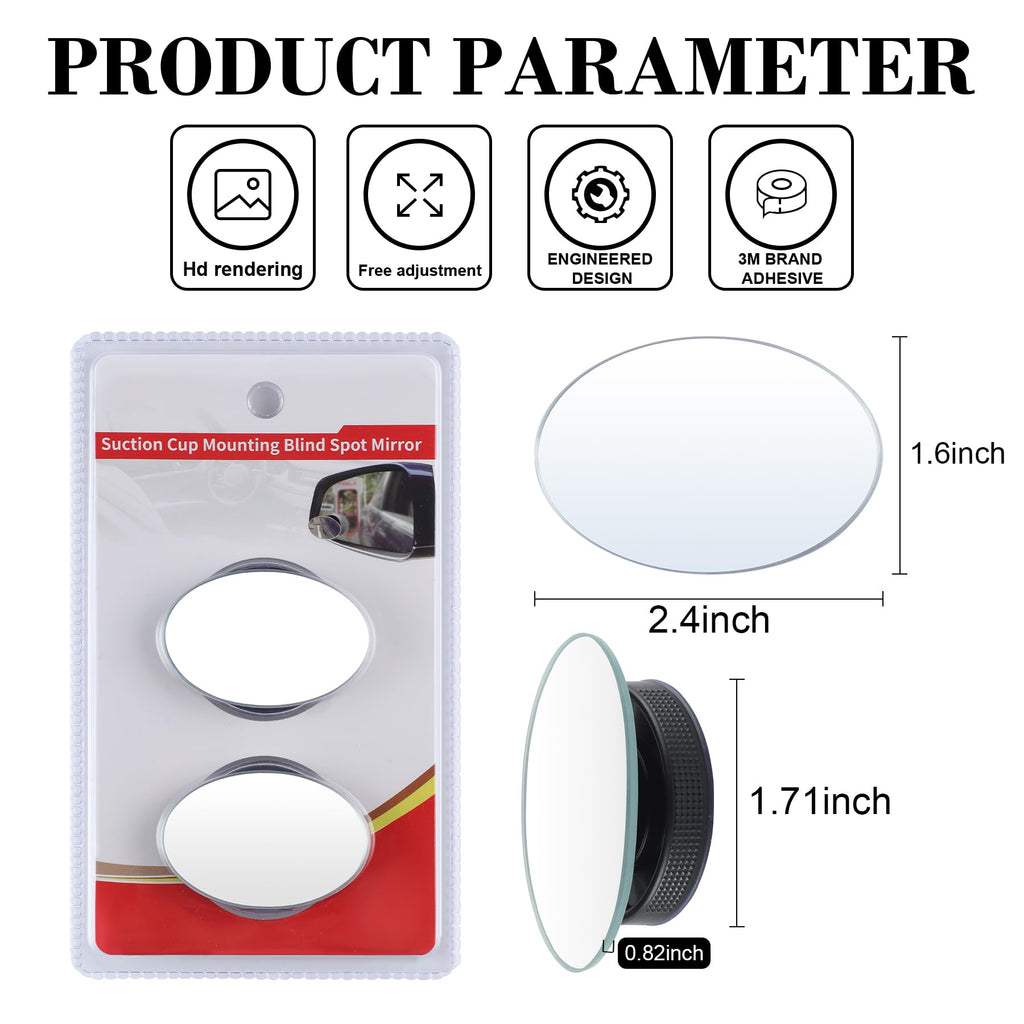LivTee Blind Spot Car Mirror, HD Glass Frameless Convex Side Mirror Blindspot, Wide Angle Rear View Mirrors for SUVs, Trucks and RVs - Car Accessories