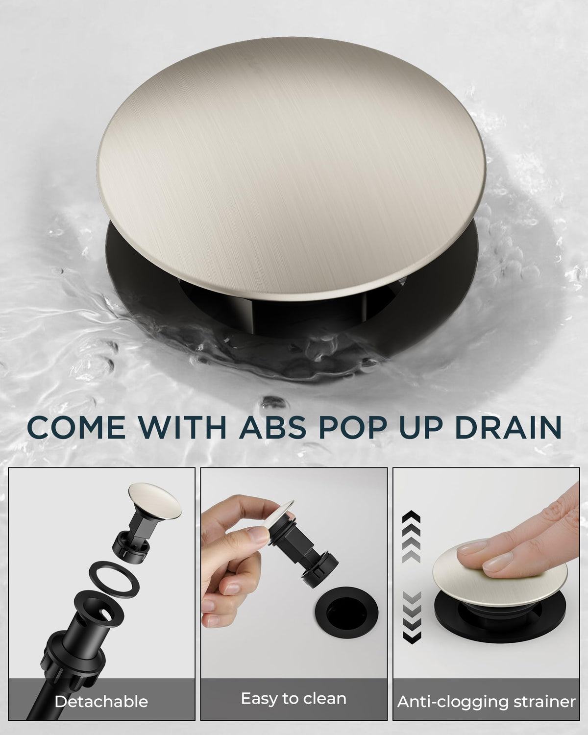 FORIOUS Widespread Black Bathroom Faucet 3 Hole, Matte Black Vanity Faucet
