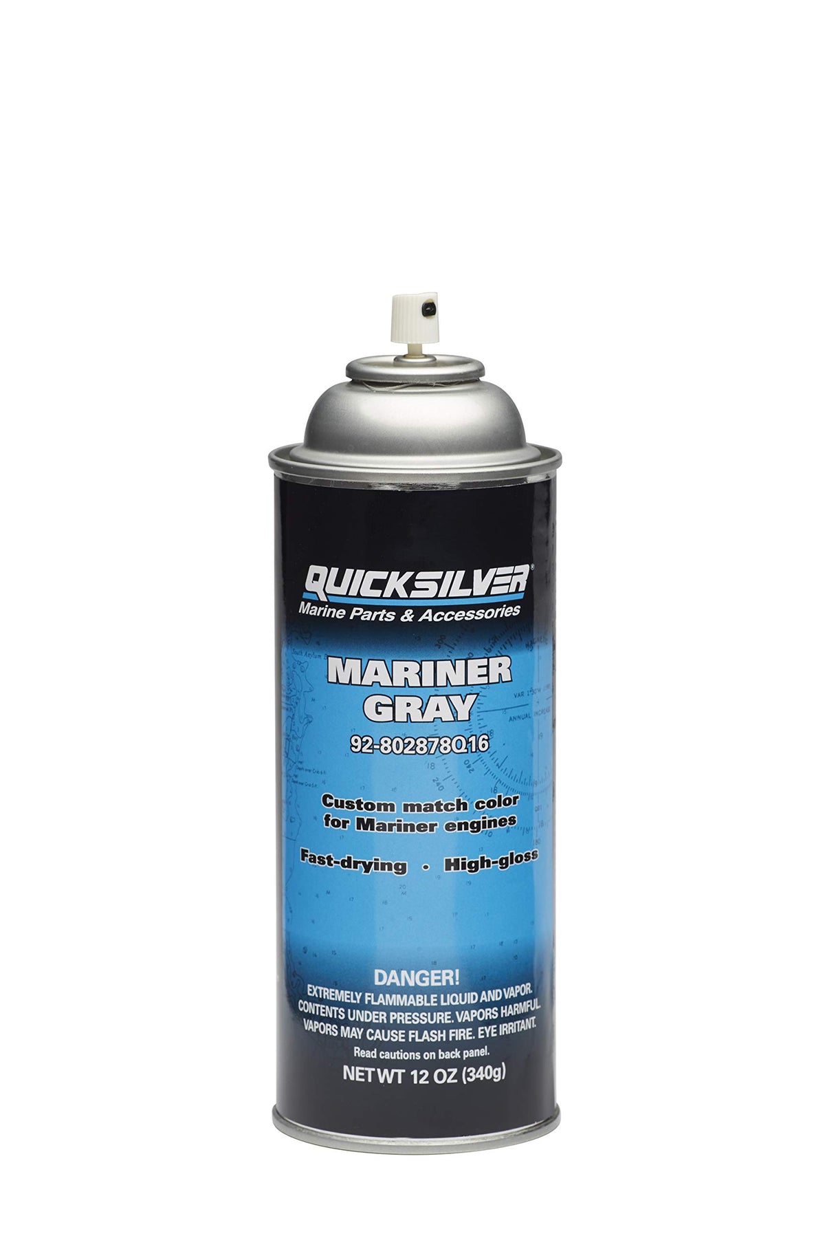 Quicksilver 802878Q1 Gloss Enamel Spray Paint, 12 oz, Phantom Black