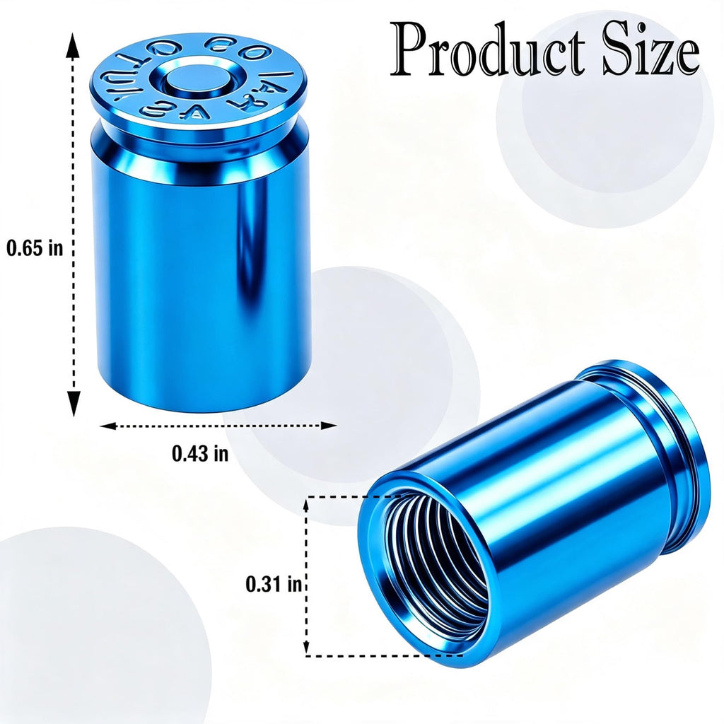 4PCS Bullet Shell Tire Valve Stem Caps, Aluminum Alloy Car Air Stem Cap, Universal Dustproof Tire Valve Stem Covers for Cars, SUV, Trucks, Bikes, Motorcycles, Bicycles (Black)