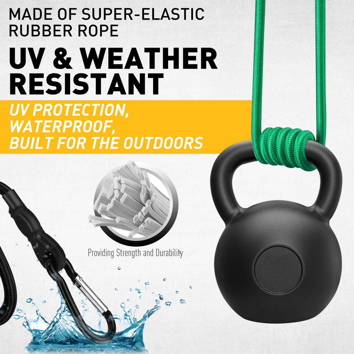 Bungee Cords Heavy Duty Outdoor: 20 Pcs Premium Rubber Bungee Cords with Hooks in a Storage Jar Includes 10", 18", 24", 30", 36", 48" Bungee Cord for Camping, Tent, Fastening Items