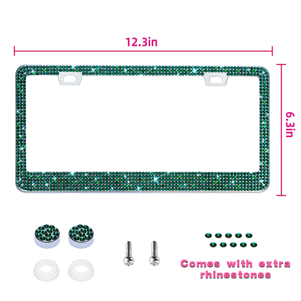 Bling License Plate Frame for Women, 1PCS Sparkly License Plate Frames| Over 1200 pcs 14 Facets Bedazzled Clear Glass Rhinestone Crystals w/Free Glitter Diamond Box (Black)