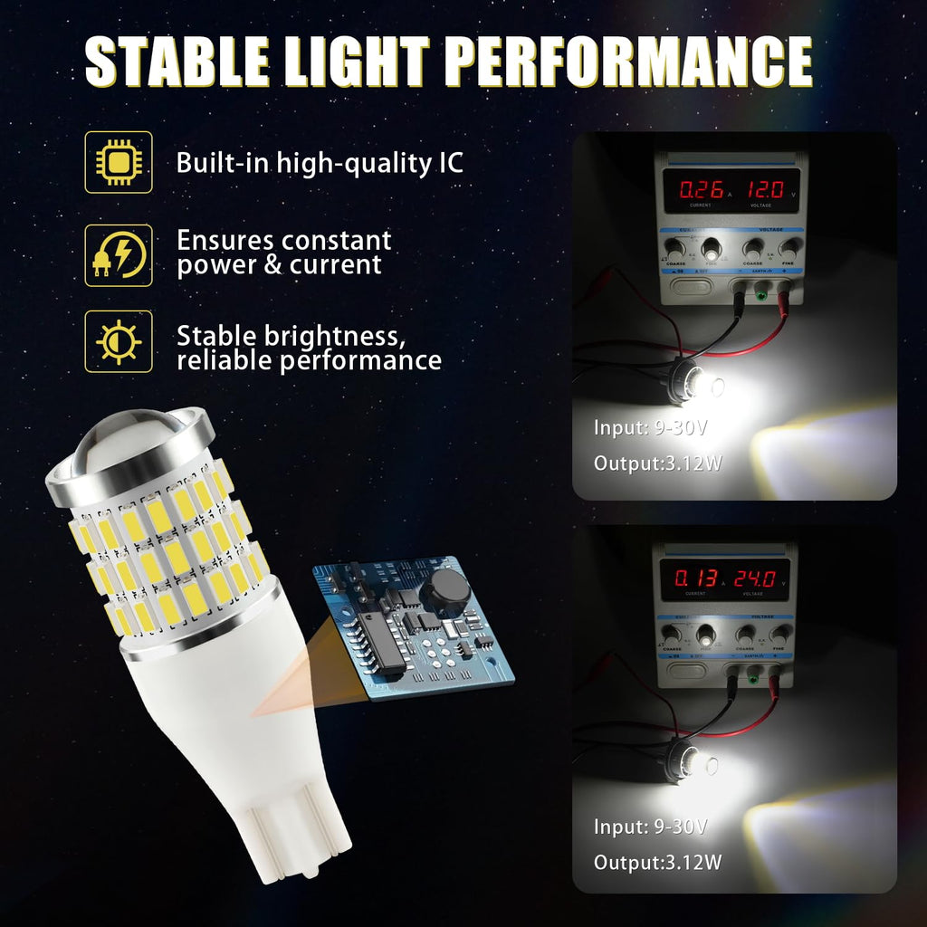 iBrightstar 3157 LED Bulb White, 4157 3156 LED Reverse Light Bulbs Super Bright for Tail Brake Lights Backup Lights Turn Signal Lights, 2 Pack