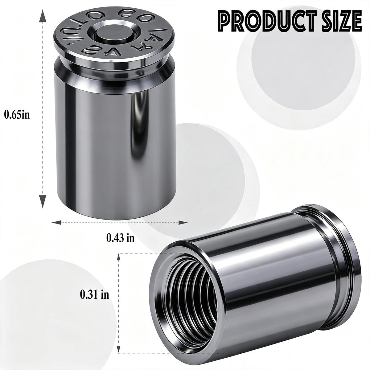 4PCS Bullet Shell Tire Valve Stem Caps, Aluminum Alloy Car Air Stem Cap, Universal Dustproof Tire Valve Stem Covers for Cars, SUV, Trucks, Bikes, Motorcycles, Bicycles (Black)